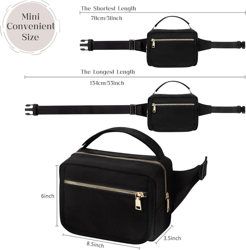 printe Small Diaper Bag with Portable Changing Pad, Crossbody Women Waist Bag with Wipes Pocket for Travel, Stroller Funny Pack, Black - Image 4